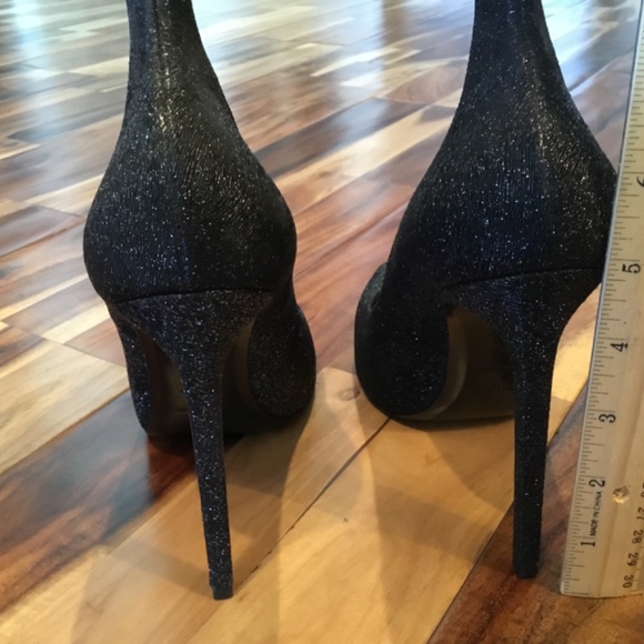 GORGEOUS SAINT LAURENT GLITTER CREPE EVENING 5” HEELS W/ HIGH BACK SZ IT 40 - Picture 6 of 10